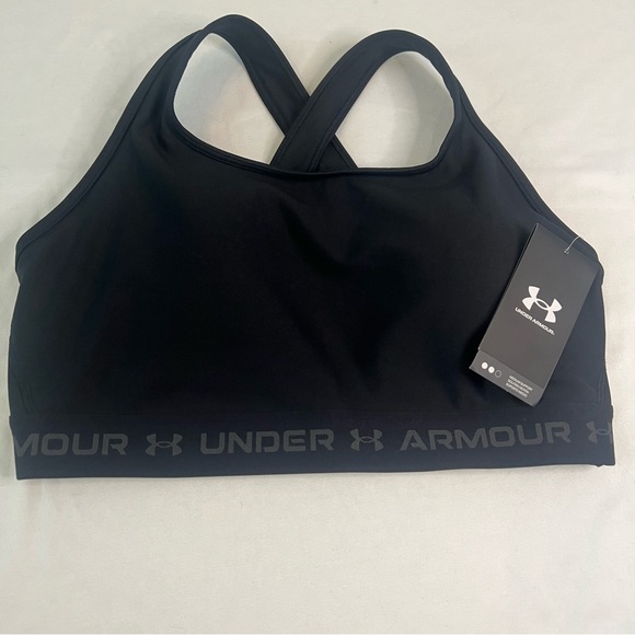 Women’s Under Armour Mid Crossback Black Compression Sports Bra Size 2XL - Picture 1 of 3